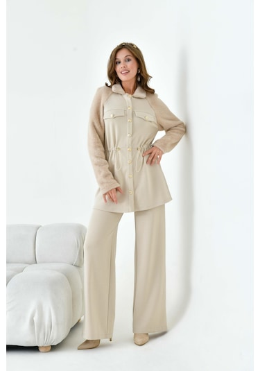 Ftz Kadın Kaşmir Takım Beige 30960 Beige Bej