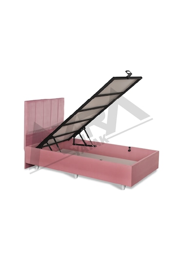 Nero Tek Kişilik Baza Haki Başlık Pembe %100 Çelik+ Mdf 100 x 200 CM