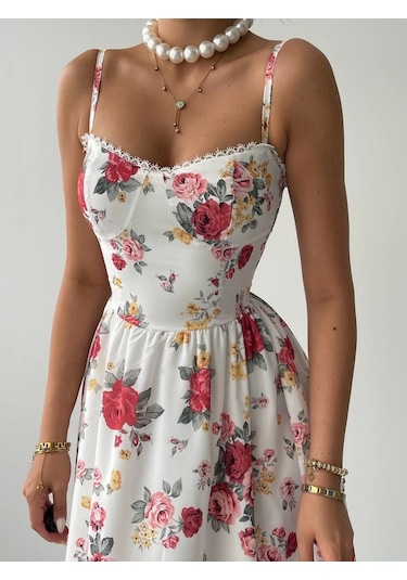 Venota Midi Elbise Beyaz