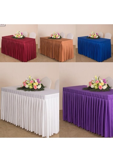 Suntek 47 'ev Masa Örtüsü Etek Düğün Ziyafet Parti Beyaz