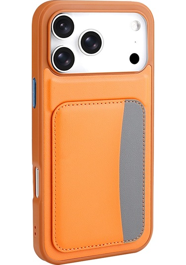 İphone 17 Pro Kılıf Kartlıklı X-kart Silikon Kılıf Turuncu