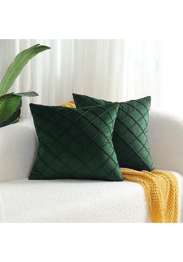 Koyu Yeşil Yenı Kadife Kareli Tartan Yastık Kılıfı 40cm/45cm/50cm/55cm/60cm 40 40 Cm