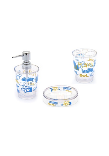 DENİZ DESEN 3 LÜ BANYO SETİ AKRİLİK Şeffaf