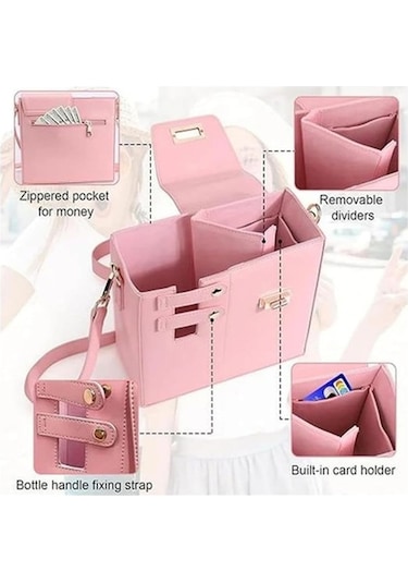 Prestigegoods Kadın Pu Deri Omuz Çantası - İçecek Şişesi & Su Bardağı - Stanley, Gatorade Uyumlusu - Siyah Siyah