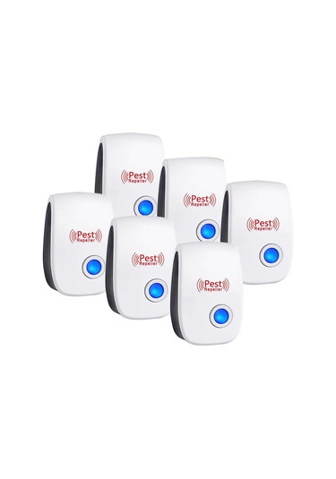 Xurunkeji 6'lı Paket Ultrasonik Haşere Kovucu Elektronik Fişli Kemirgen Fare Hamam Böceği Böcek Kovucu İç Mekan Ev Mutfak, Abd Fişi