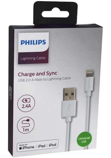 Philips Lightning Usb İphone 5-6-7-8-x Hızlı Şarj Ve Data Kablosu 1m Swr1508w/93