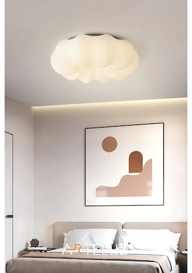Luxury Bulut Model Modern Plafonyer Avize 45 Cm Beyaz