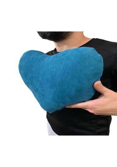 Ozclife Kalp Yastığı %100 Pamuklu %100 Boncuk Elyaf - Mavi