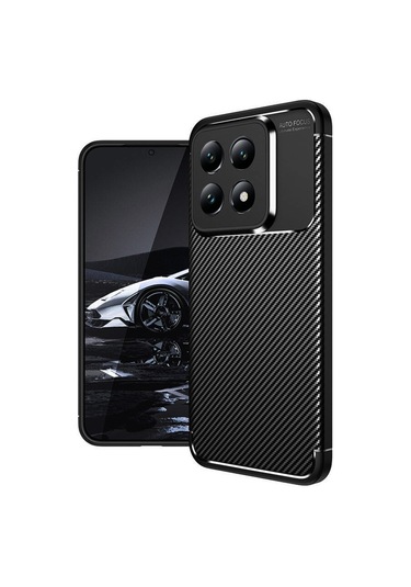 Xiaomi 14t Kılıf Focus Carbon Silikon Kapak Siyah