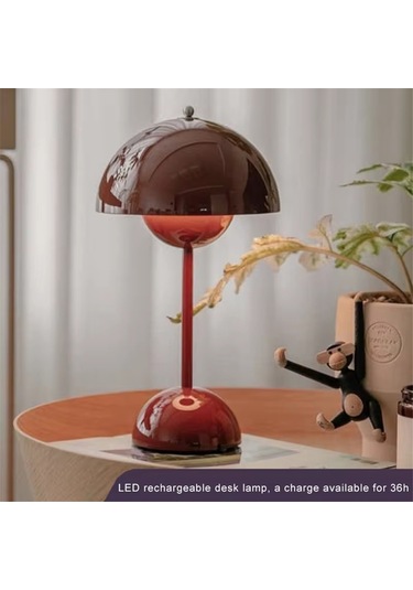 Mantar Çiçek Tomurcuğu Şarj Edilebilir Led Masa Lambası Masa Gece C Sarı