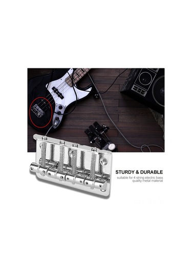 Hfambition Gitar Teli Köprüsü 4 Telli Bas Gitar İçin Metal Malzeme Dayanıklı Easy Kurulum Gümüş