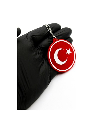 Araba Ayna Süsü Pleksi Çift Taraflı Türk Bayrağı Tasarım - Pleksi Çift Taraflı Türk Bayrağı Zincirli