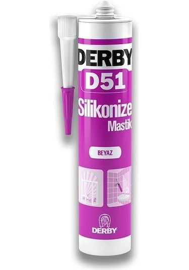 Derby D51 Genel Amaçlı Silikonize Mastik Beyaz - 500g