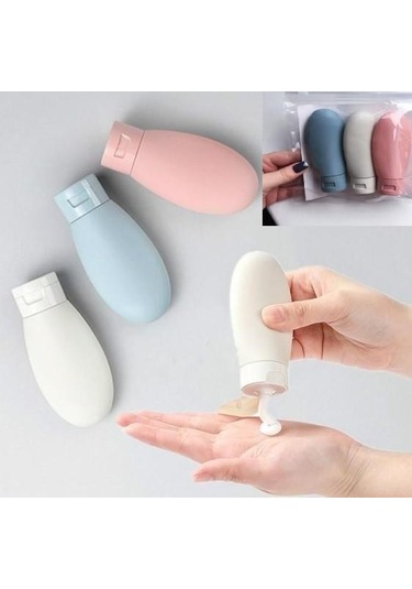 Doldurulabilir Krem Şampuan Kutusu Seyahat Şişesi Çanta 3 Lü