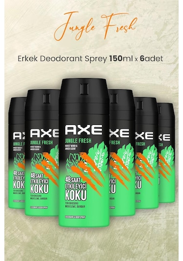 Axe Jungle Fresh Erkek Sprey Deodorant 6 x 150 ML