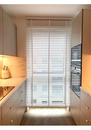 Ahşapperdecim %100 Gerçek Ahşap - 50 Mm Kurdeleli - Beyaz