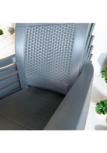 6 Adet Napoli Kalın Bacaklı Kollu Sandalye Koltuk Antrasit Antrasit