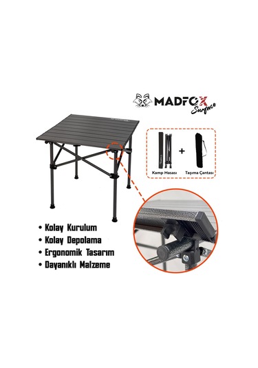 Madfox Surface Küçük Boy Katlanır Kamp Masası Siyah