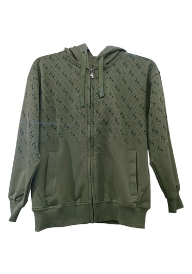 Erkek Çocuk /kız Çocuk Üzeri Harf Desenli Fermuar Kapamalı Cepli Haki Renk Hırka Haki