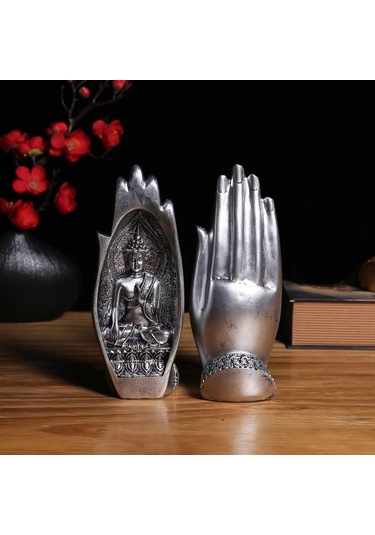 Dekoratif İkili El Buda Heykeli Tathagata Yoga Ve Meditasyon İçin Mandala El Heykelleri Feng Shui Ev Dekorasyonu Aksesuarları