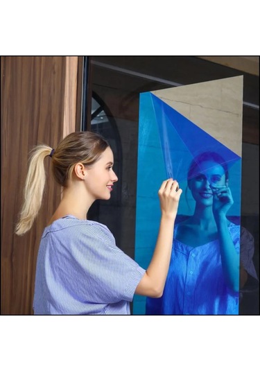 Dianziye Banyo İçin Pet Malzeme 50x100 Cm Otomatik Yapıştırıcı Yalıtkan Duvar Ayna - 1 Adet Gümüş