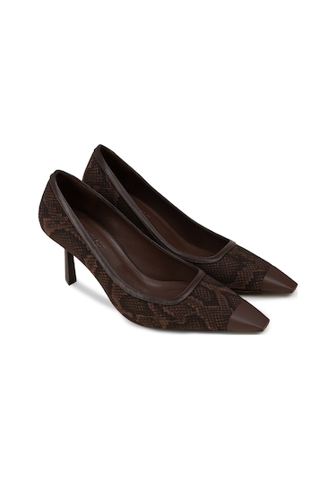 Deery Kadın Kahverengi Yılan Desenli Stiletto - V0130zkhvm01 Kahverengi
