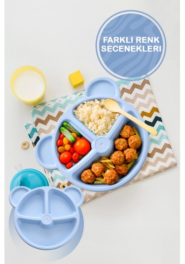 Mithra Life 3 Bölmeli Mavi Bebek Çocuk Yemek Mama Tabağı Mıt1115 Mavi