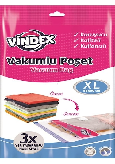 VİNDEX VAKUMLU POŞET XL BOY TEKLİ 55*90 CM