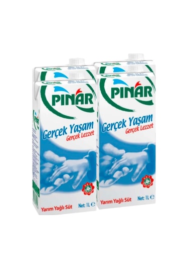 Pınar Yarım Yağlı Süt 4 x 1 L