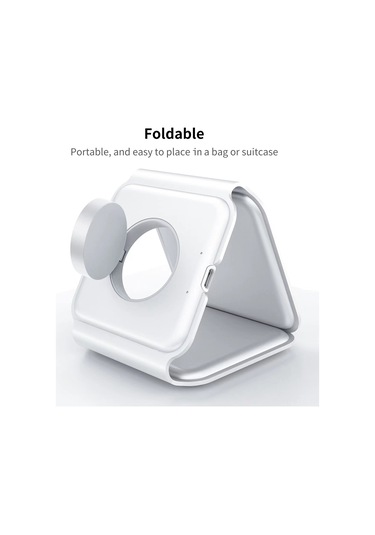 Leezsing Ym588 Katlanabilir 3'lü Kablosuz Şarj İstasyonu - Beyaz Abs Malzeme