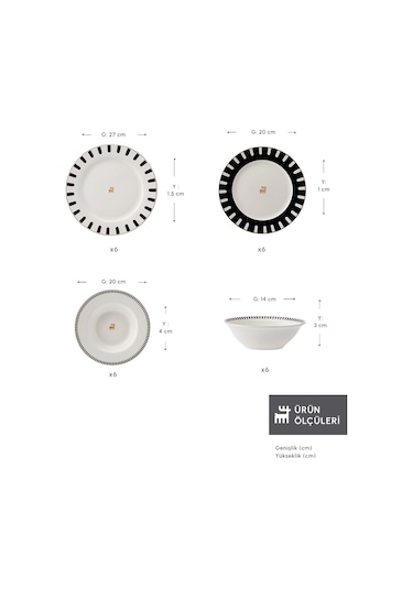 Karaca  Elegance Bone 50.Yıl İmza Koleksiyonu Kore 24 Parça 6 Kişilik Yemek Takımı