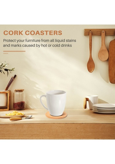 İçecekler İçin 20 Paket Mantar Bardak Altlığı, Emici Isıya Dayanıklı Tekrar Kullanılabilir Ahşap