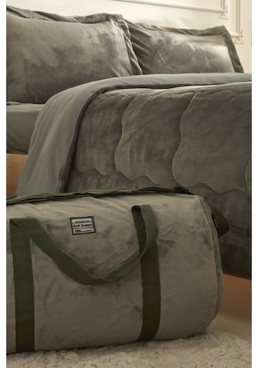 Karaca Home Flufy Çift Kişilik Soft Dream Comfort Set Haki Yeşil