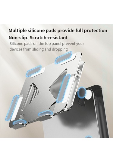 L306 Tabletler Ayarlanabilir Stand, 17,3 İnçe Kadar Dizüstü Bilgisayarlar Taşınabilir Isı Dağılımı Masa Tutucu Gümüş