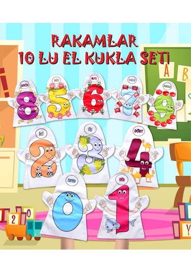 Tox 10 Parça Tox Rakamlar El Kukla Set T047 . Eğitici Oyuncak