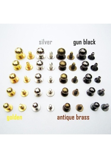 Novahub 5/10/25 Adet Yuvarlak Kafa Çivi Perçin Çanta Chicago Saplama Vidaları Geri Bakır Deri Kemer Zanaat 7x5x8mm -gold-25 7 x 5 x 8 MM -gold-25