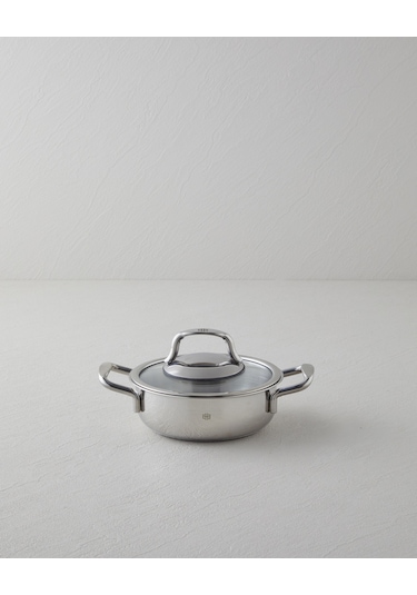 English Home Glow Çelik Cam Kapaklı Sahan 14x5 Cm Silver Silver