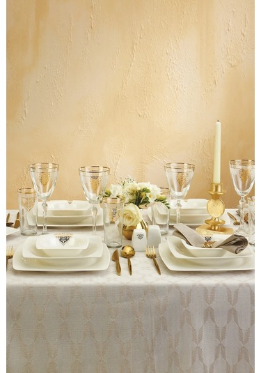 Emsan Fine Bone Fiore Gold 61 Parça 12 Kişilik Yemek Takımı