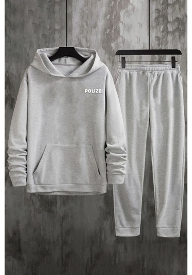 Polizei Sırt Baskılı Eşofman Takımı Gri