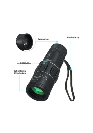 Wezone 16x52 Yeşil Filmlı Çift Odaklı Monoküler, Dağcılık Kamp Turizm İçin Hd Görüntü, Plastik+gümüş+alüminyum Seti