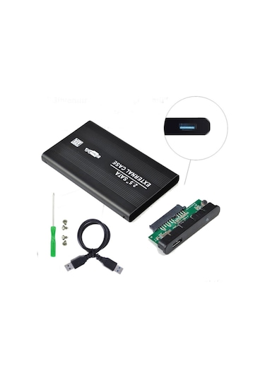 2.5 Hdd Kutusu Usb 3.0 Hardisk Kutusu Metal Gövde Harici Kutu - Siyah