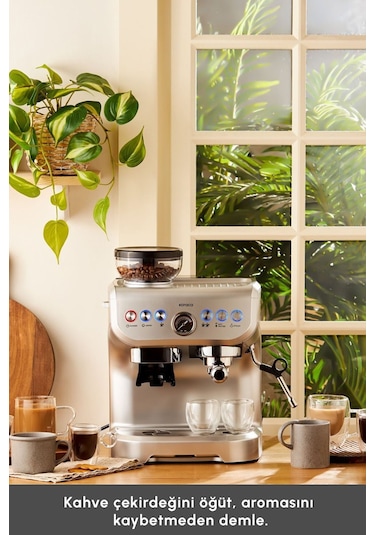 Karaca Coffee Art 2 L Barista Öğütücü + Süt Köpürtücü+ 15 Bar Basınçlı Espresso Kahve Makinesi