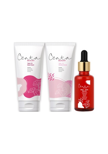 C'enta Beauty Yağlı Ciltler için Gündüz Kremi 50 ML + Gece Kremi 50 ML + Bha-Aha Serum 30 ML