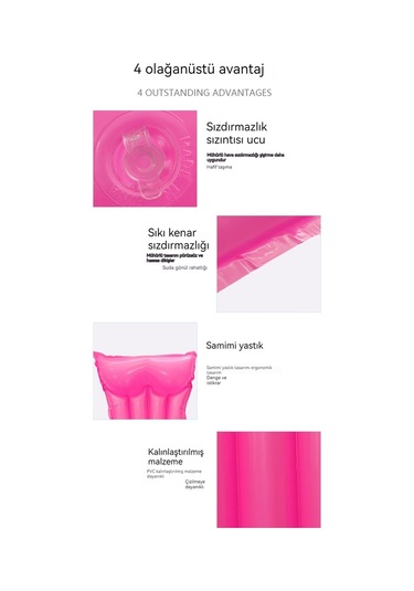 Ikkb Yetişkin Düz Renk Yüzen Su Şezlong Pvc Katlanabilir Şişme Yatak Gül Kırmızı