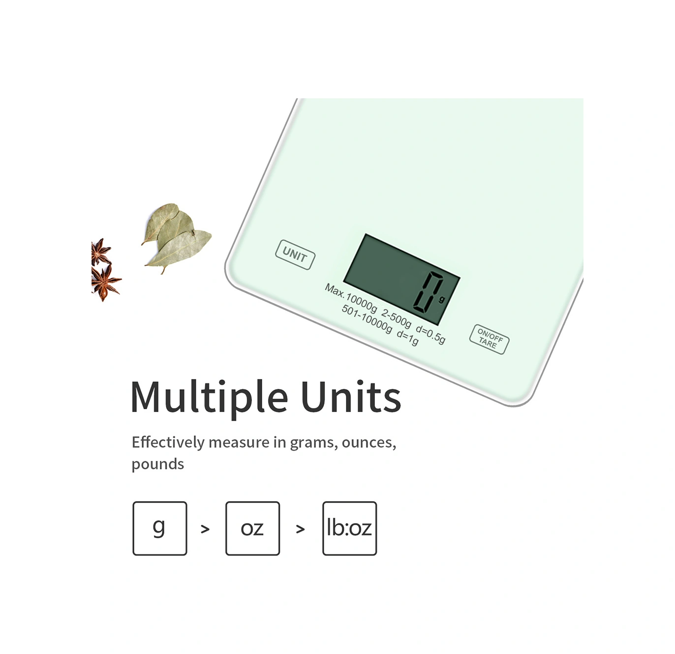 Geeroyoo Ev İçi Dijital Mutfak Terazi, Cam Platform, Yüksek Hassasiyet, Usb Şarjlı, Birim Dönüştürme, Beyaz Batarya Dahil Çok Renkli