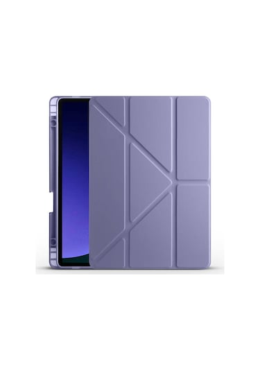 Kilifone - Galaxy Uyumlu Galaxy Tab S9 Fe - Kılıf Kalem Bölmeli Stand Olabilen Origami Tri Folding Tablet Kılıfı - Mor