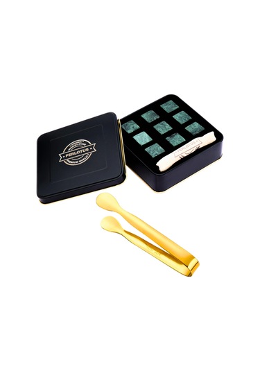 Perlotus 9'lu Granit Mermer Viski Taşı Ve Buz Maşası Seti