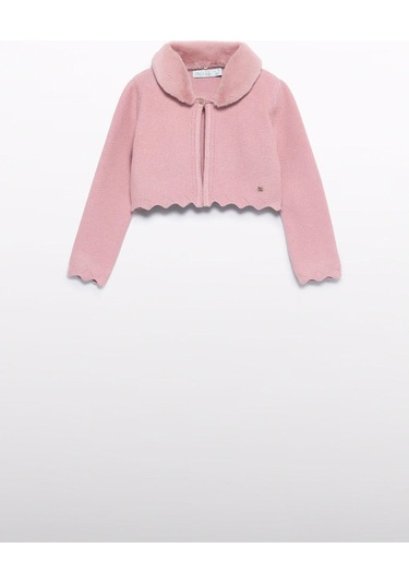 Mayoral Abel&lula Kız Çocuk Kürk Yakalı Triko Hırka Pembe