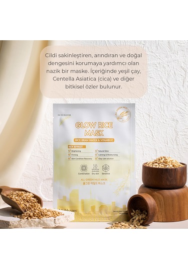 Muldream Glow Rice Mask Aydınlatıcı Kağıt Yüz Maskesi 25 ML