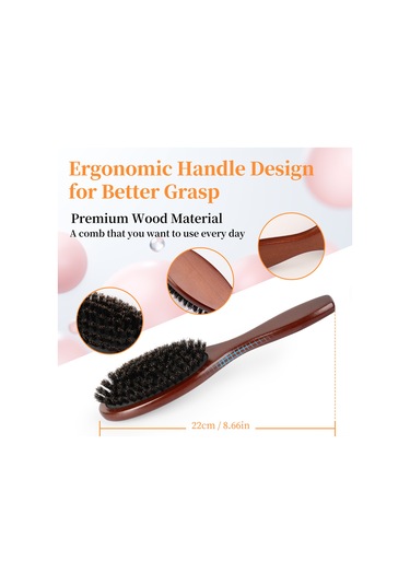 Xiyyadms Saç Tutanaklarını Çözücü Kuru Saç Fırçası - Domuz Tüyü Dişli Saç Bakımı Fırçası - Aşılamalı Saç Bakıma Yardımcı Fırça - Anti-statik Saç Fırçası